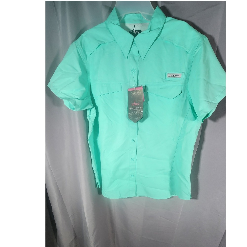 Habit Womens Westerlake S/S Fishing Shirt Gulf Shores Green XL NWT Solar Factor